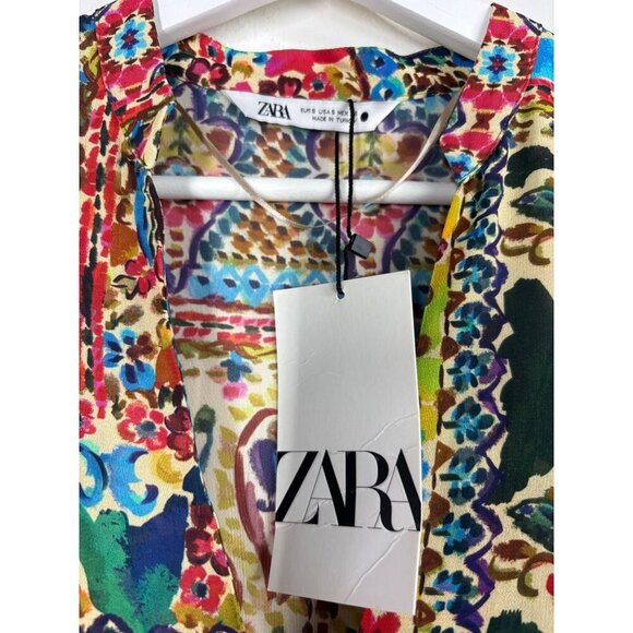 Zara Long Sleeve Boho Floral Patchwork Dress With Button Detail Size M NWT - Picture 6 of 13